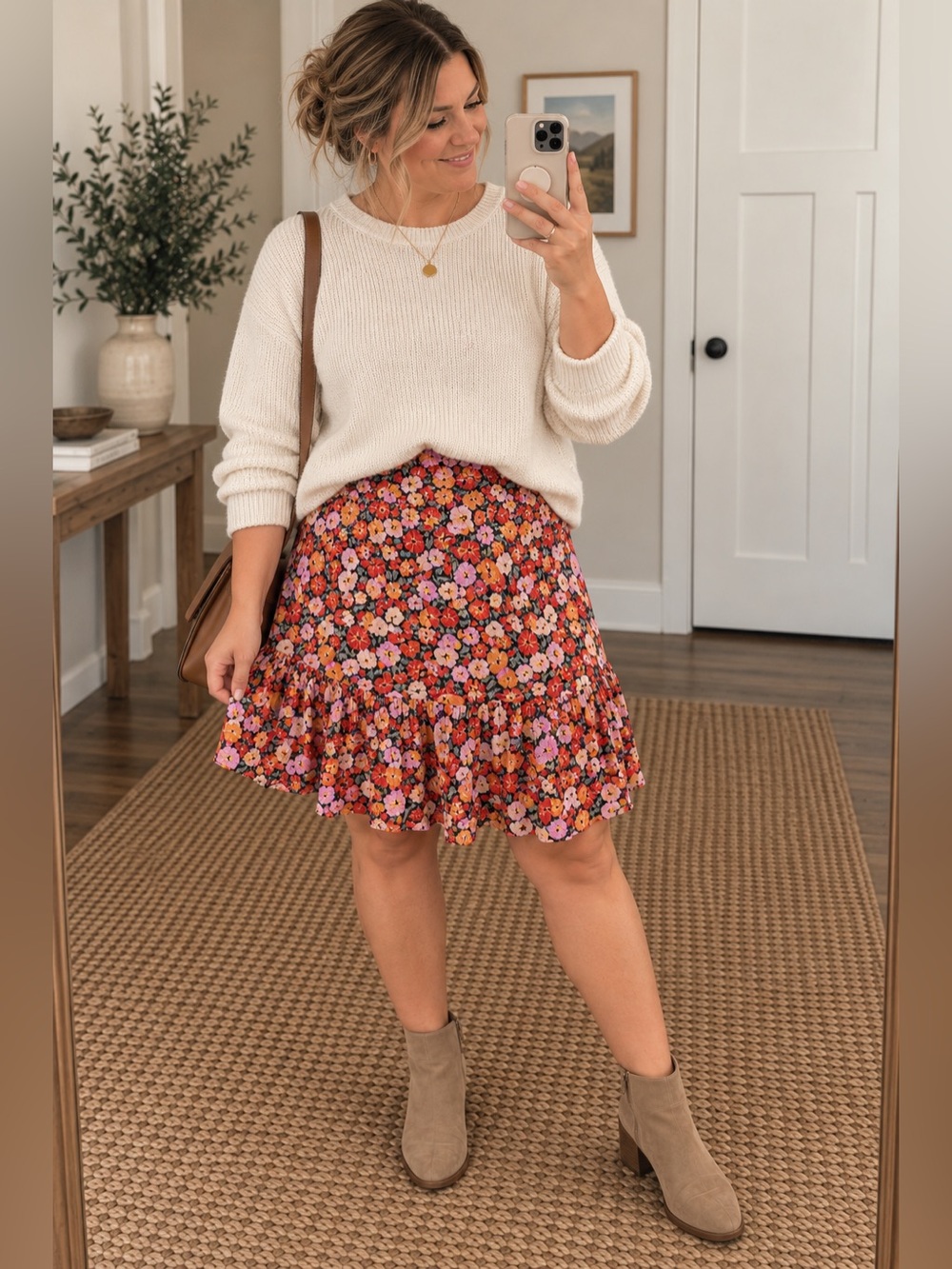LOFT XXL Floral Ruffle Skirt NWT Stretc